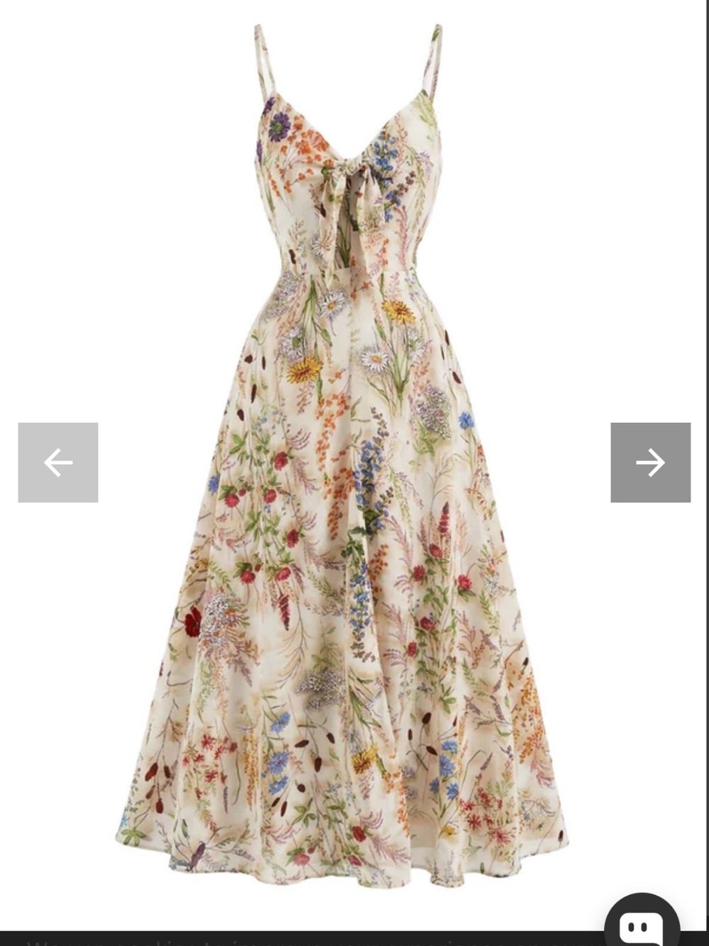 Retro Stage Floral Tie-Front Maxi Dress in Cream